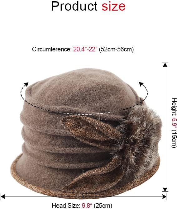 Women Vintage Felt Bucket Hat Winter Wool Dress Beret Hat - Image 3