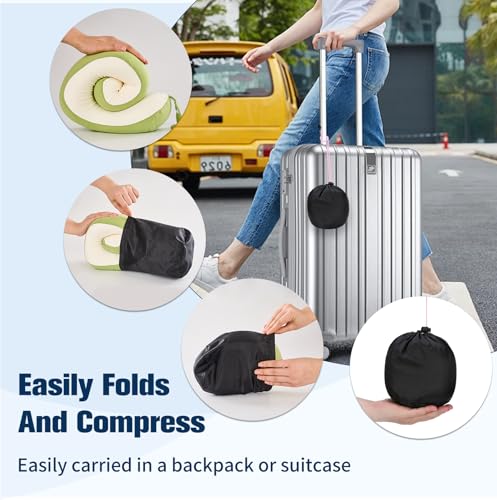 Image of Cirorld Neck Pillow for Traveling, Travel Pillows for Airplanes,100% Pure Memory Foam Travel Neck Pillow, Adjustable Flight Pillow, Portable Plane Accessories with Eye Mask, Earplugs, Carry Bag
