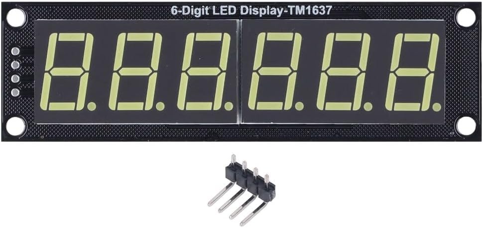 6-Digit 7-Segment LED Display Digital Module Board– TM1637 Driver, 0.56 Inch White Digital Tube for Clock Timer Projects