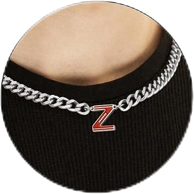 Football Necklaces for Boys Stainless Steel Initial Necklace with Letter A-Z 6.5mm Cuban Chain Gifts for Him Boys Men Teens 16+2 Inches