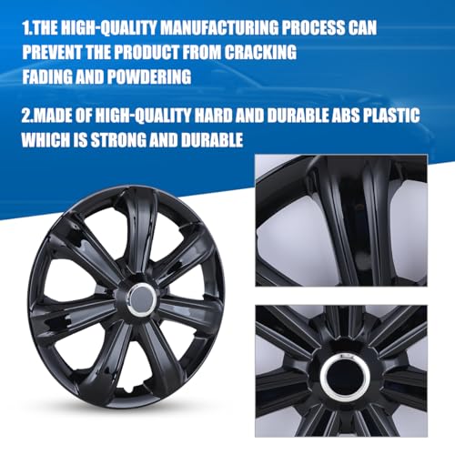 Universal Hubcaps Black Lacquer Wheel Cover Replacement R14 Hub Caps Automotive Universal Wheel Rim Cover Compatible with Most Car Truck SUV Accessories(Set of 4)