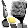 Reciprocating Electric Grill Brush, Fire-Resistant BBQ Grill Brush, Bristle-Free Grill Brush for Outdoor Grill, Grill Cleaner with 3 Heads, Silver