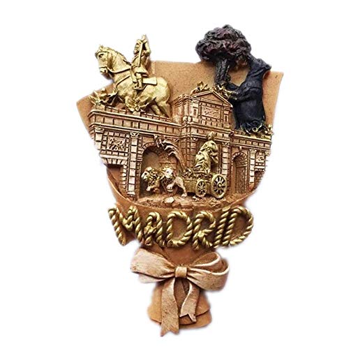 Weekinglo Souvenir Imán de Nevera Madrid España 3D Resina Artesanía Hecha A Mano Turista Viaje Ciudad Recuerdo Colección Carta Refrigerador Etiqueta