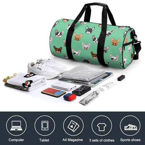 Sac de sport bulldog imprimé cartoon avec format polochon 45cm