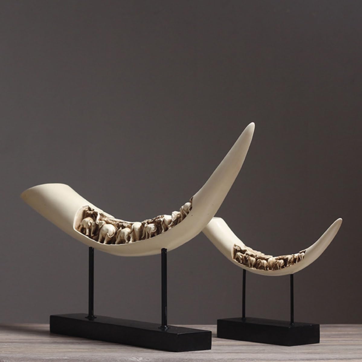COHEALI Ornamento da Tavolo Riproduzione Avorio in Resina Artigianale | Decorazione per Salotto e Ufficio, Portatile e Sicura, Stile Delicato e Realistico