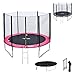 Happy Garden Pack Premium Trampoline de Jardin Rond pour Enfants 305cm réversible Rose/Gris ADELAÏDE + Filet, échelle, bâche et kit d'ancrage, Montage Facile