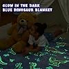 inhand Dinosaur Gift Toys for Kids Glow in The Dark Dinosaur Blanket for Boys Girls Fluffy Cozy Fleece Kids Blanket Birthday Christmas Halloween Easter Child Gifts Blue 50"x60" #2