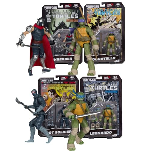 McFarlane Toys-Teenage Mutant Ninja Turtles (Page Punchers) - Shredder, Leonardo, Donatello, and Foot Soldier Action Figures (Bundle)