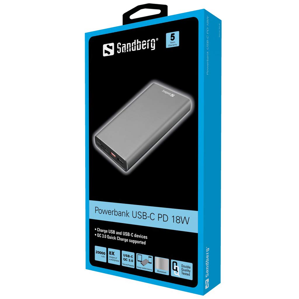 Powerbank USB-C PD 18W 20000mAh Sandberg - Dettaglio