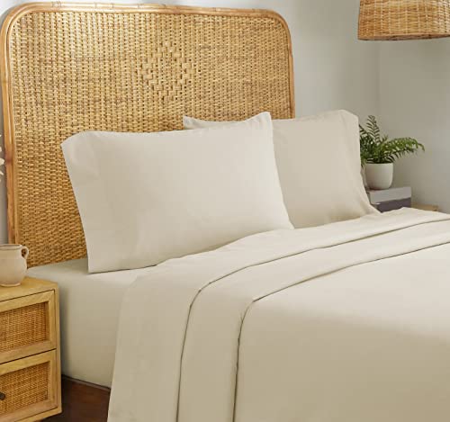 California Design Den - Luxury Sheet Set Queen Size 100% Cotton Sheets, 600 Thread Count Sateen, Deep Pocket, Soft & Crisp Bedding Set & Pillowcases, Beats Egyptian Cotton Claim 4 Pc (Queen, Ivory) #TOP16