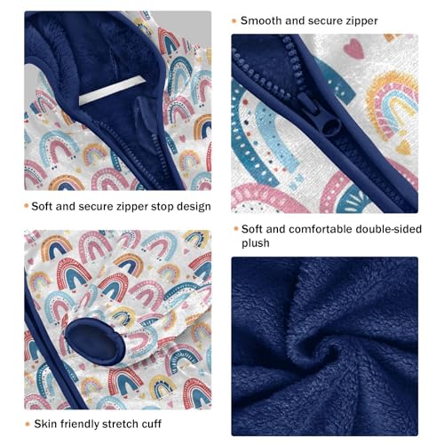 Rainbow Hearts Boys Fleece Coat,Children's Zip-Up Hoodie Jacket,Baby Warm Fashion Outerwear 3-10T,A1134063