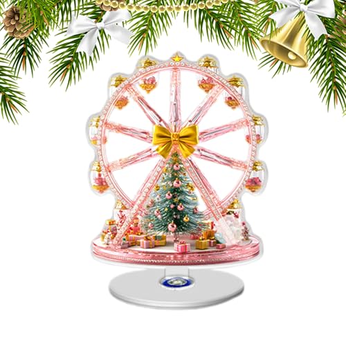 クリスマス センターピース - 平面 観覧車 センターピース | 回転ベース クリスマス 装飾 室内用 ツリーデザイン付き - 階層トレイ 冬 パーティー ホリデー 暖炉 家 寝室 用