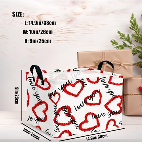 Image of Valentine's Day Basket Gift for Empty Cute Heart Large Storage Bin for Kid and Baby Room Decor (Love You Red Love)