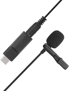 Microfone de lapela com fio, adaptador de áudio omnidirecional para microfone de captação de 360 graus compatível com câmera OSMO Pocket para entrevista em vídeo Vlog/transmissão ao vivo
