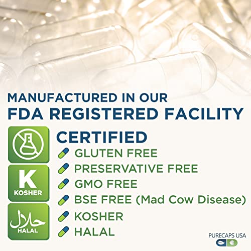 PurecapsUSA – Empty Clear Gelatin Pill Capsules - Fast Dissolving and Easily Digestible - Preservative Free with Natural Ingredients - (1,000 Joined Capsules) - Size 00