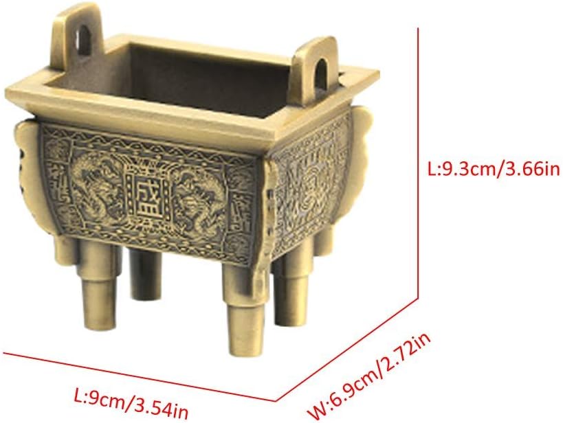 Incense Burner Holder, Vintage Ding Incense Stick Burner, Tower Incense Holder, Coil Incense Burner, SMALL Size for Cone, Tower Incense, 2H Coil Incense, Short Stick Incense, Home Ornaments (Bronze)