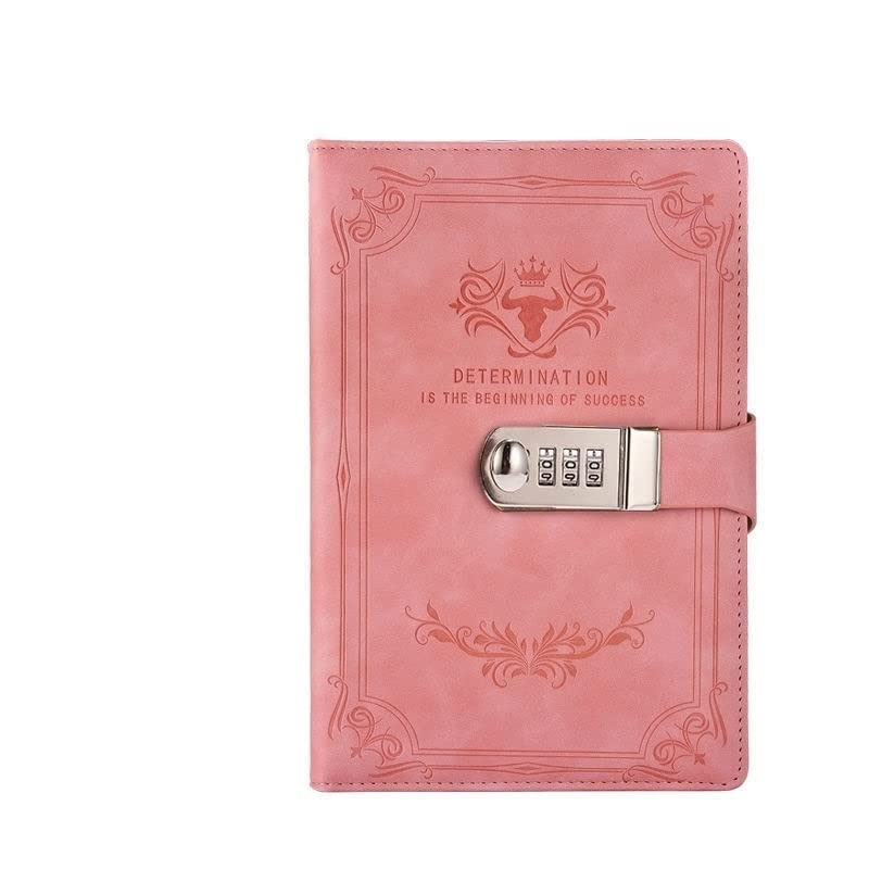 Libro de contraseña retro con diario candado rosa para bloc de notas creativo engrosado