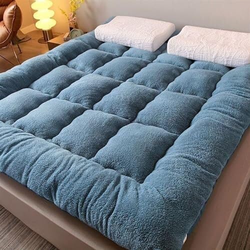 Miniatura 4 de Colchón de futón japonés de felpa gruesa, diseño plegable y enrollable de 4 pulgadas, sofá cama convertible portátil y almohadilla para dormir de