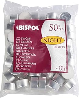 Bispol 8 Hours Tea Lights, 8 hours burning time, pack of 50, best value
