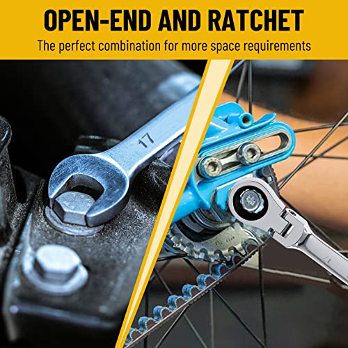 Pilida 17Mm Ratcheting Wrench Metric Flex Head Ratch Wrench 12 Point Spanner 72 Teeth Chrome Vanadium Gear Combination Wrench #TOP4