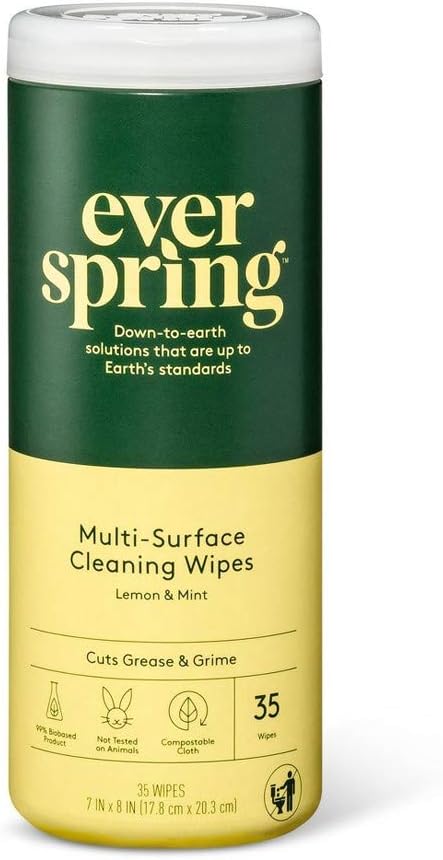 Lemon & Mint Multi-Surface Cleaning Wipes -35 Wipes- Everspring