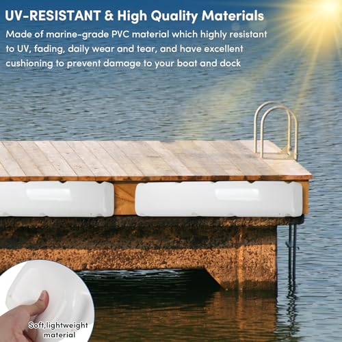 HUCHUANXIAN Dock Bumper,White 38 inch Dock Bumper Guard,PVC Boat Dock Bumper,Dock Bumpers Marine Post Bumper for Horizontal Deck or Pier Fenders-4 Pack by HUCHUANXIAN - Image 3