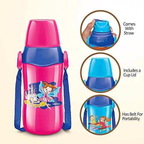 Image of Milton Steel Whizz 600 Insulated School Kids Bottle with Inner Steel, 520 ml, Pink