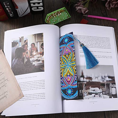 16 Pieces Diamond Bookmark Diy Painting Bookmark 5D Diamond Painting Bookmarks Floral Beaded Bookmarks With Tassel Resin Rhinestone Leather Bookmark For Diy Art Crafts Students Adults Beginner #TOP6