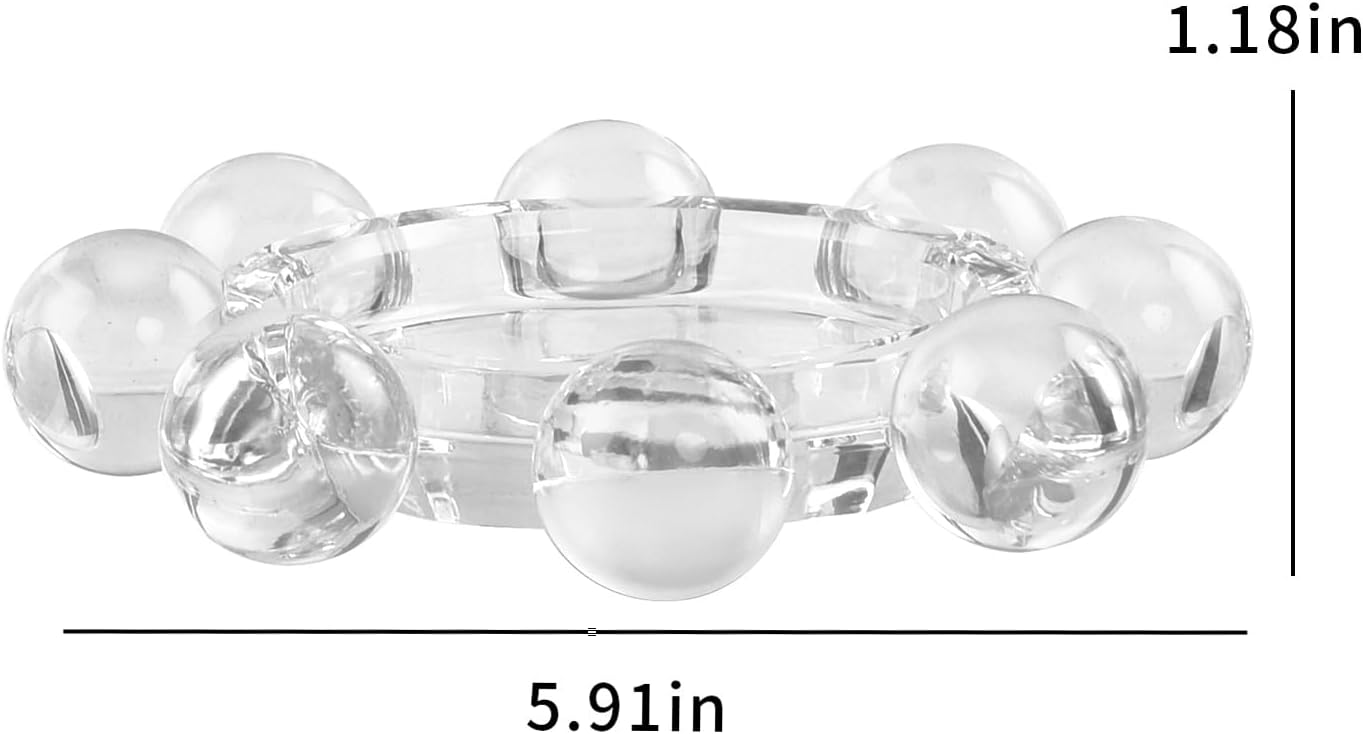 Candle Holder, Crystal Bubble Round Pillar Candlestick Plate Stand for Table Centerpieces, Candle Dish for Home Decor, Modern Decorative, Party, Wedding (Clear)