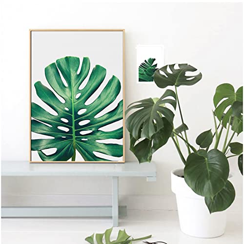 Decoration salon tableau de feuilles pour rechauffer un grand mur blanc vide