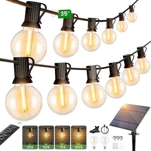 Torkase Guirlande Lumineuse Exterieure Solaire Jardin - Guirlande Guinguette Extérieure 10.6M 15+1 G40 LED Ampoules Blanc Chaud Chaîne Lumiere Exterieur pour Patio Terrasse Fête Mariage