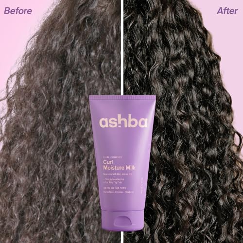 Image of Ashba Botanics Curl Moisture Milk Cream For Very Dry, Frizzy, Curly & Wavy Hair | Leave In Cream with Moringa, Argan & Shea Butter For Deep Moisture, Frizz Control & Shine | For Men & Women - 150ml