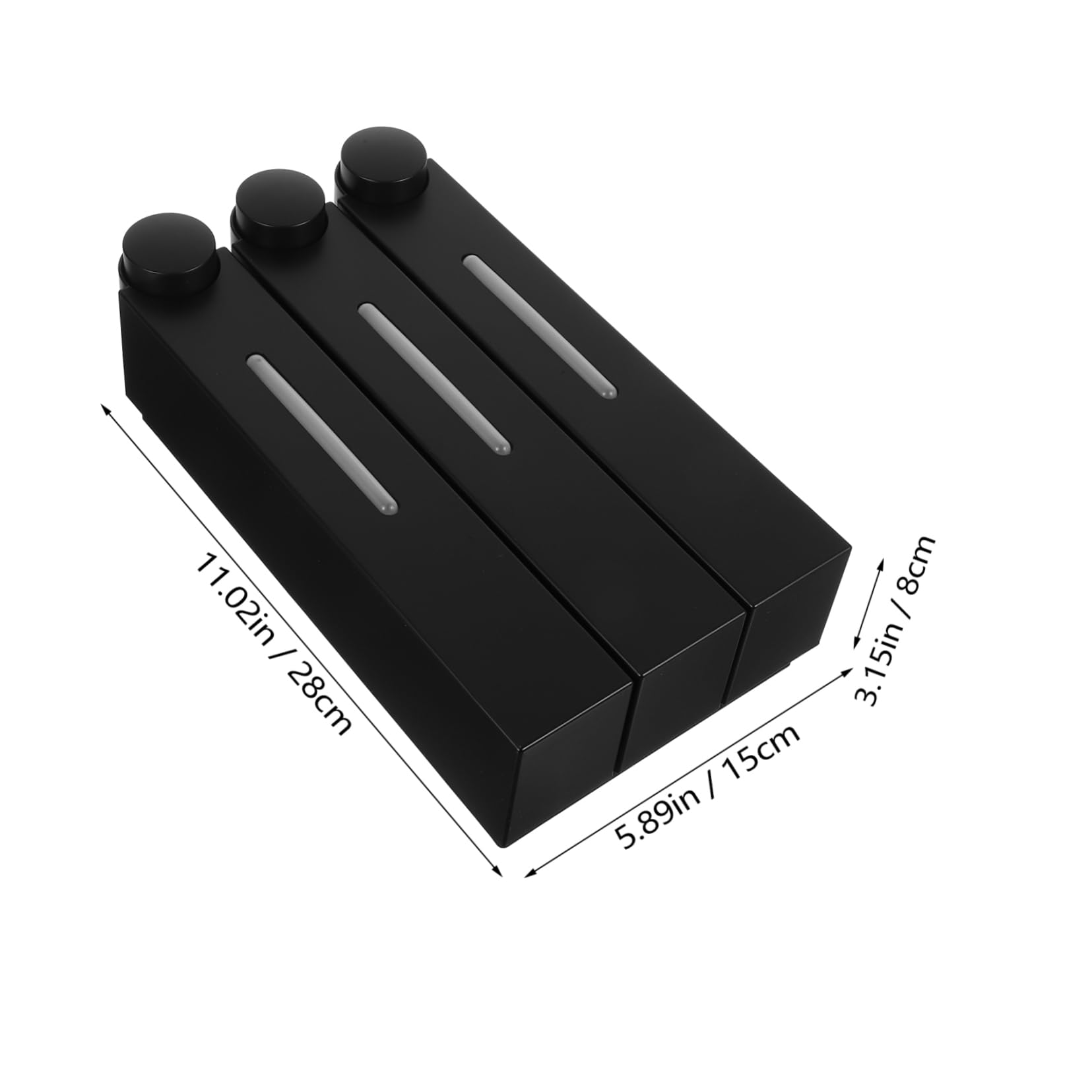 Dispensador de Champú para Ducha de 3 Cámaras Negro Abs | Montaje en Pared, Diseño Manual de Triple Cabezal, Acabado Pvc y Formato Compacto para Baño