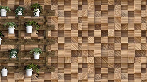 Image of DWELLSINDIA 3D Wood Cubes Self Adhesive Wallpaper Peel & Stick, Waterproof, Scratch Resistant, Laminated (41cm x 244cm, Brown)