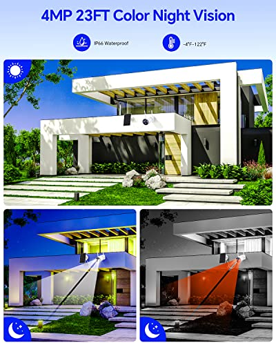 Camcamp Wireless Solar Powered Security Camera System, Include 6Pcs 100% Wire-Free Camera & Nvr (Pre-Installed 500Gb Hdd), Forever Power, 4Mp Color Night Vision, Ip66 Waterproof, Pir Motion Detection #TOP3