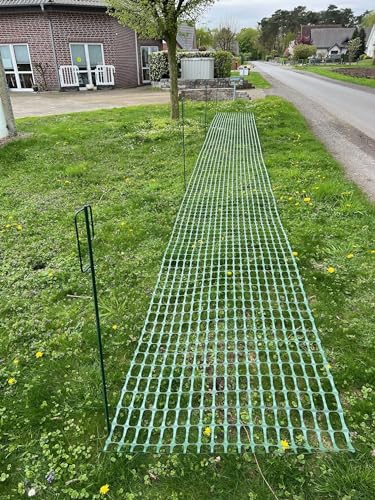 UvV -Elast- 50 Meter Kunststoff Absperrzaun grün Schutznetz Fangnetz Auffangnetz Fangzaun Bauzaun Sicherheitsnetz 50 m Rolle, 1 Meter hoch mobiler Zaun 80g je qm