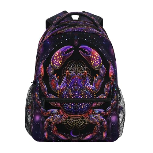Crab Black Backpack for School Boys Girls Adults Kids Bookbag Laptop Bag 18L
