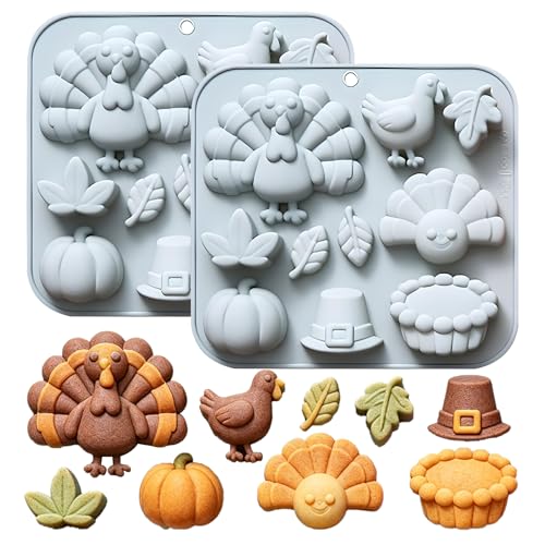 2pcs Fall Thanksgiving Silicone Molds for Cake Decoration Chocolate Resin