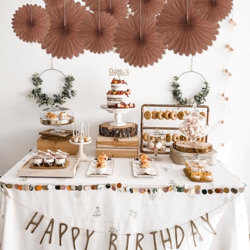 Image of 20 Pcs Deep Brown Hanging Paper Fan, Hanging Honeycomb Round Paper Fans for Weddings, Birthdays, Christmas, Baby Showers, Classroom, Events Ceiling Party Supplies Decorations