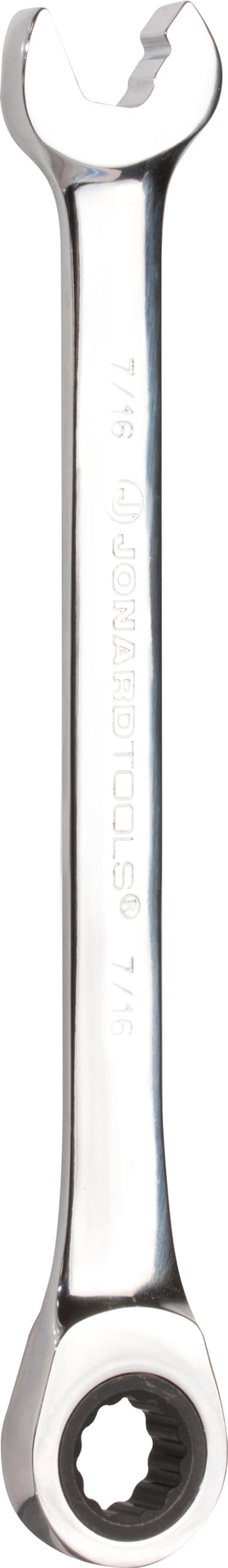 Jonard Tools ASW-R716 Chrome Vanadium Steel Ratcheting Speed Wrench, Gloss Finish, 7/16" Opening Size, 6-1/2" Long
