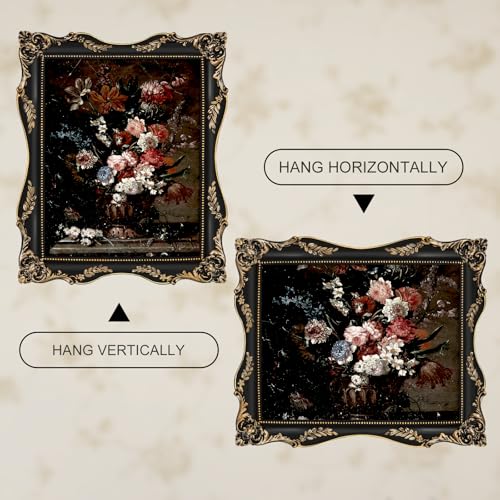 Image of 11x14 Vintage Picture Frame Gothic Victorian Picture Frames Black | Real Glass, Matted to 8x10 or 11 x 14 Photos, Wall Hanging