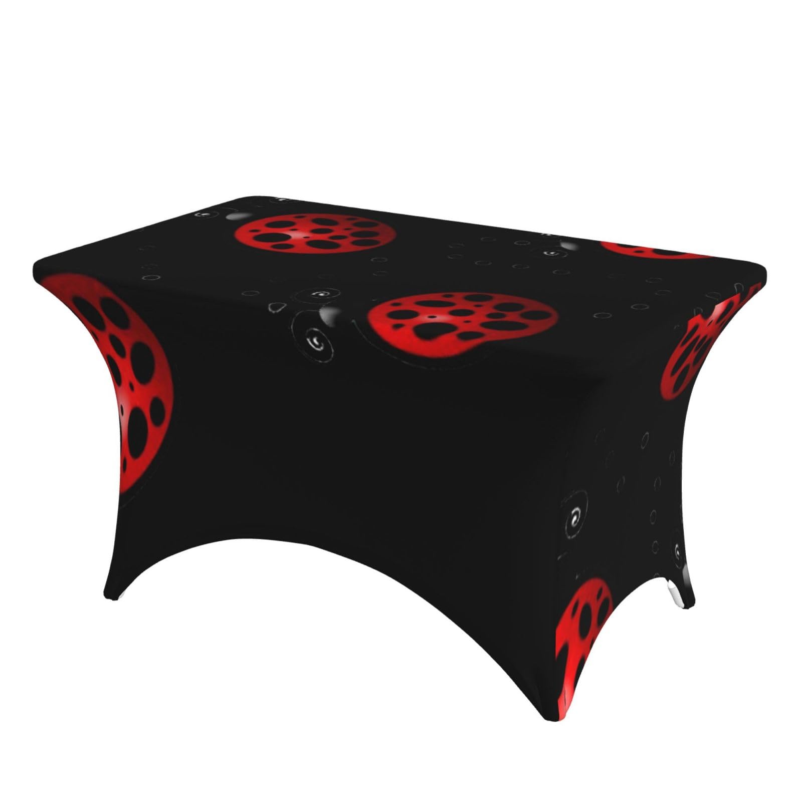 Dcehgew Art Ladybug Tracks 4Ft Spandex Rectangular Table Cloth, Printed Fitted Elastic Tablecloths Washable Table Cover For Event, Wedding, Banquet & Party