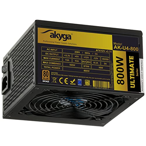 Alimentation ATX Akyga AK-U4-800 800W Bronze pour PC gamer fixe