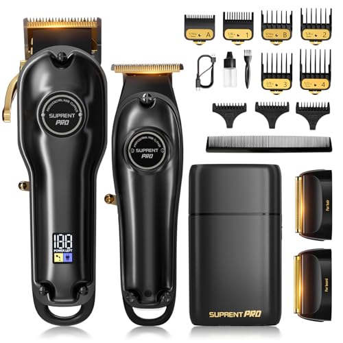 Image of SUPRENT PRO Professional Hair Clipper and Trimmer Set with Foil Shaver, Professional Barber Clippers for Men