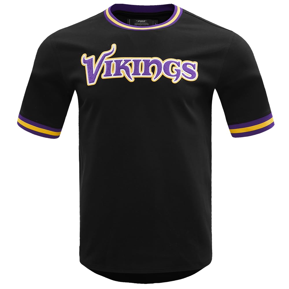 Pro Standard Mens NFL Minnesota Vikings Classic Chenille Short Sleeve Tee Black XL