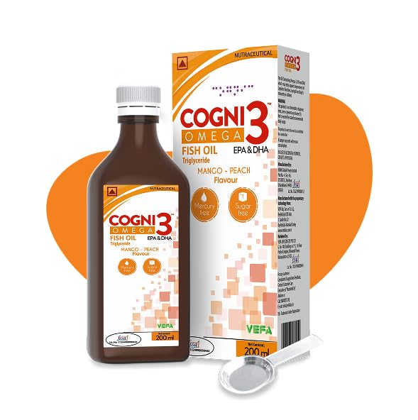 Cogni3 Omega Mango Peach Flavour Sugar Free Bottle of 200ml Syrup-image-4
