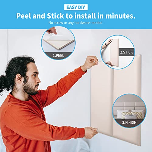 Art3D Peel And Stick Headboard For Twin In Light Pink, Pack Of 4 Panels Sized 9.84" X 23.62", 3D Wall Panel, Upholstered Wall Panel #TOP2