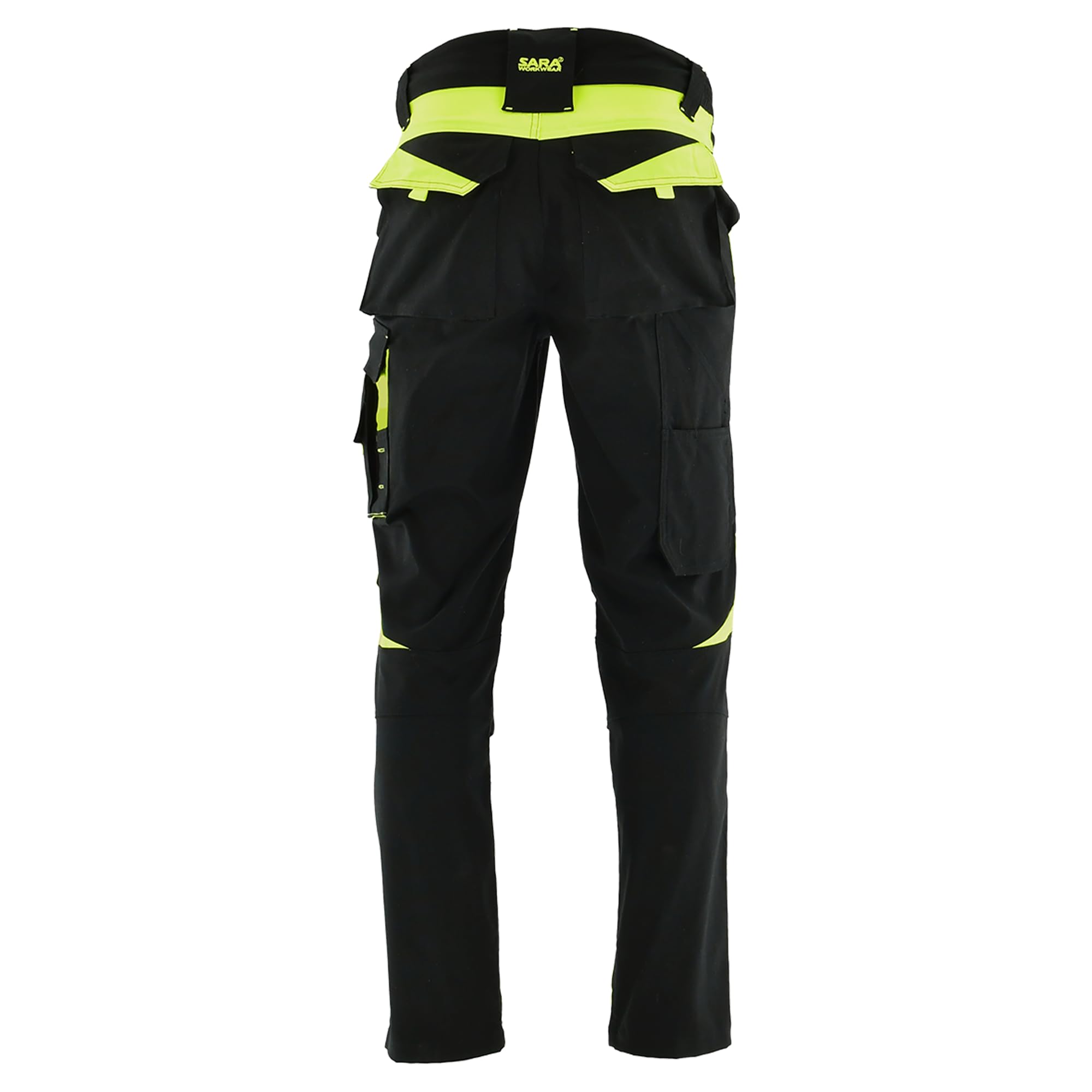 Sara Workwear Arbeitshose NEOFLEX 260 g/m² 58% Baumwolle mit Reflexstreifen schwarz/gelb 64XXXL