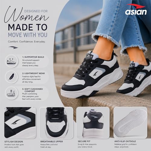 Image of ASIAN Petal-01 Women's Chunky Casual Sneakers | Memory Foam Comfort, Breathable Upper & Shock-Ready Sole | Ideal