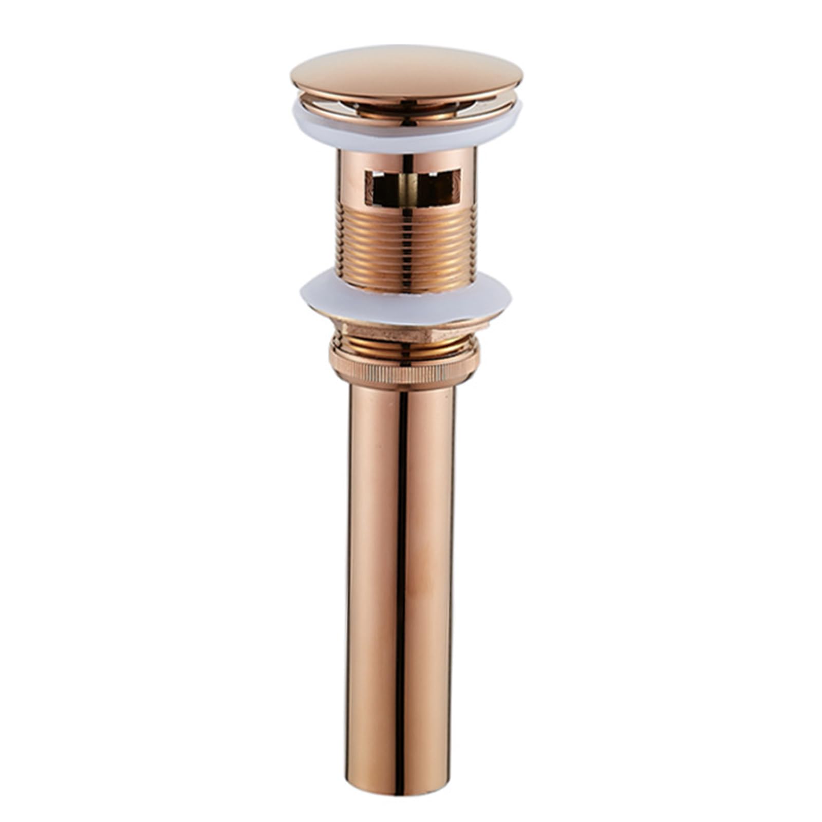 Tapón de desagüe para Lavabo de baño, Lavabo ranurado, Fregadero sin rebosadero, desagüe de Cobre, Oro Rosa(with Overflow Hole)